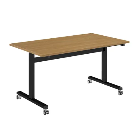 Pro Flip Rectangular Table - W1400 x D800 x H725mm - Black Legs - Oak